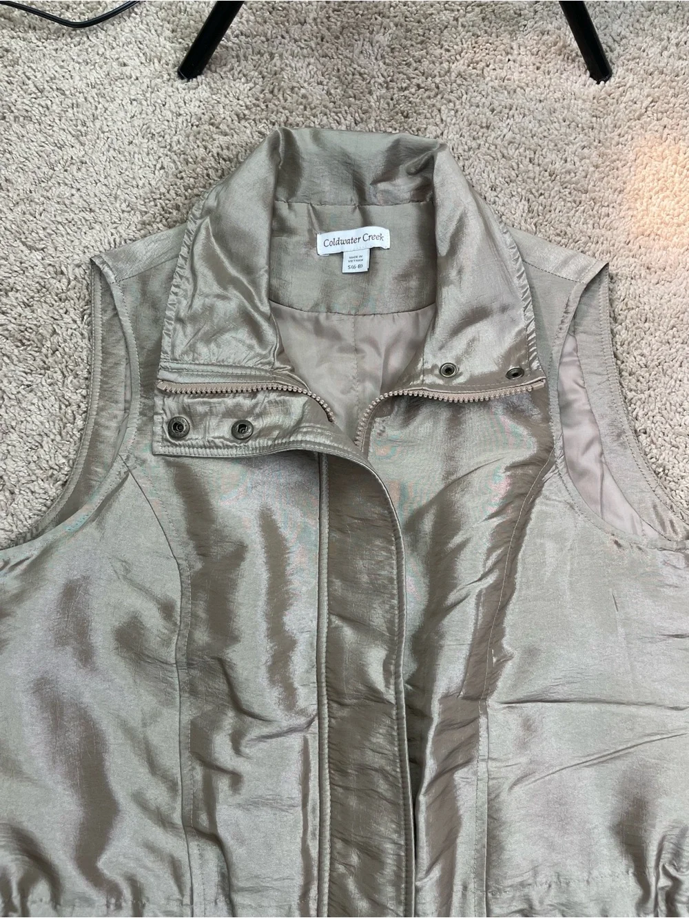 Coldwater Creek Shimmery‎ Champagne Gold Taupe Vest